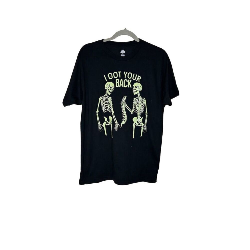Unisex Skeleton "I Got Your Back" Graphic T-Shirt Black Size M